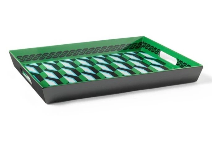 New Diane von Furstenberg DVF Arrow Geo Print Melamine Serving Tray Handles - Image 2 of 3