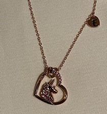 Unicorn Gifts for Girls - 14K Rose Gold Plated Pendant Colorful CZ Heart