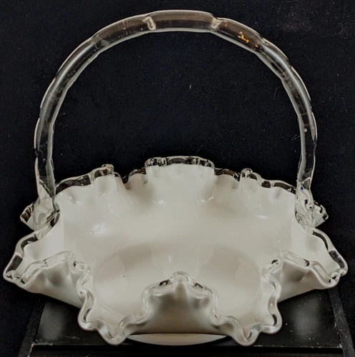 Silver Crest Fenton Milk Glass Basket