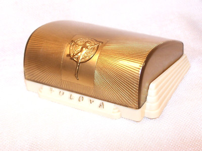 Altes Bulova Self-Winding New York Art deco Etui aus Bakelit u. Gold-Plexiglas