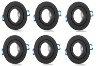 6X Feuchtraum Alu Einbaustrahler Schwarz Rund Klickverschluss IP44 GU10 GU5.3