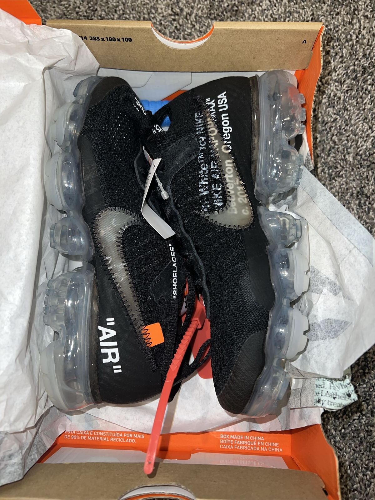 OFF WHITE X NIKE Nike Air VaporMax x OFF WHITE Part 2 Black (AA3831 002) Men's Size 5 Brand New