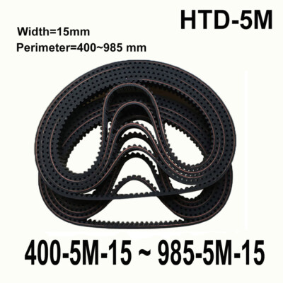 Timing Belts HTD 5M Width=15mm Closed Loop Synchronous Belt Perimeter=400~985mm