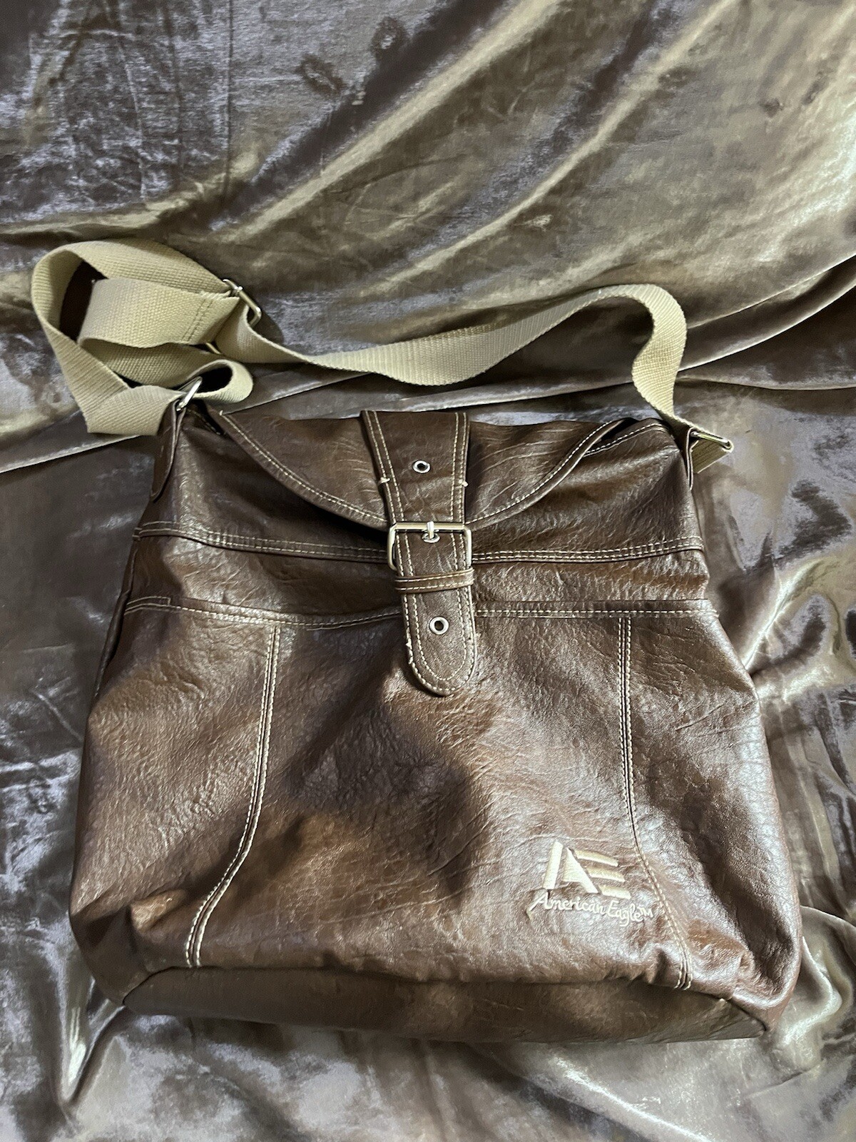 American Eagle canvas /LEATHER TYPE backpack/PURS… - image 3