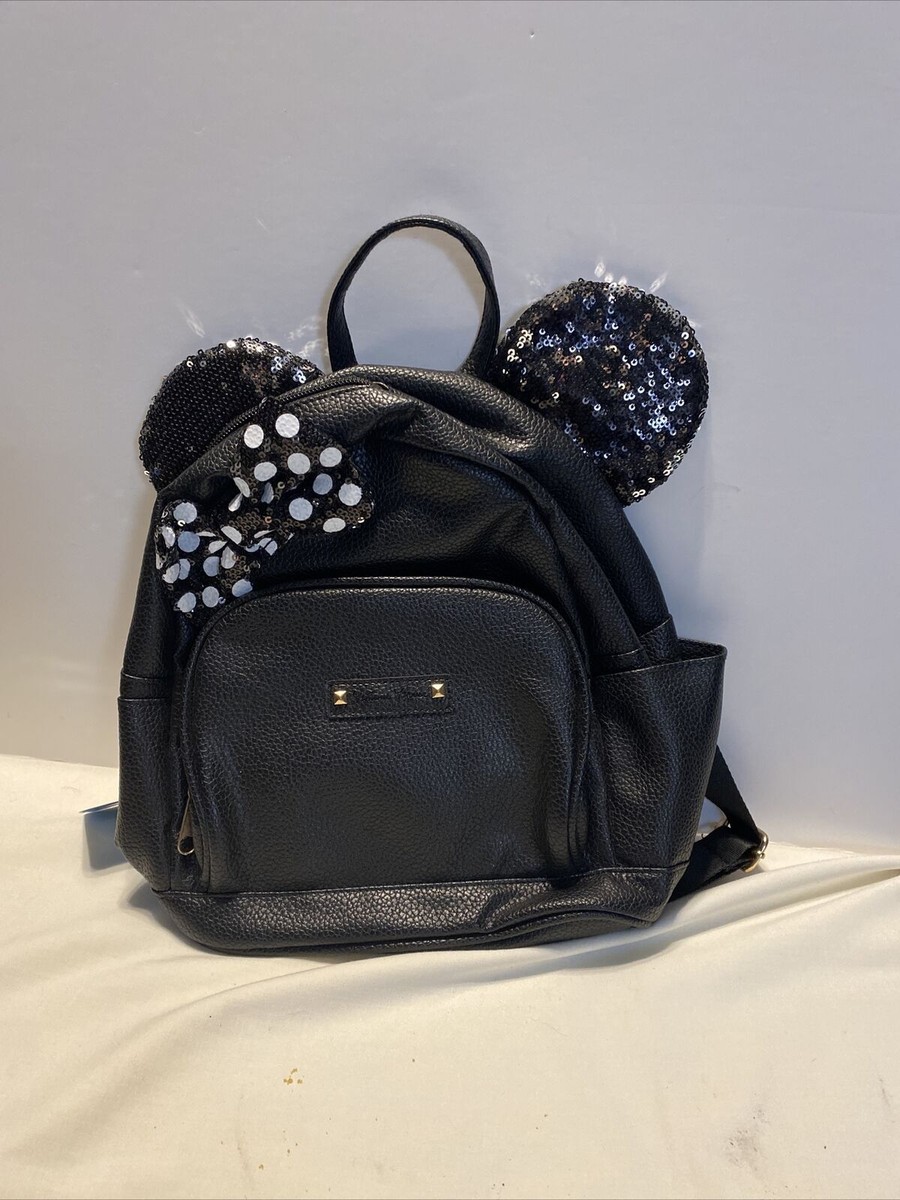 Disney Licensed Minnie Mouse Black Backpack Purse w/ Sequin  display picture 3
