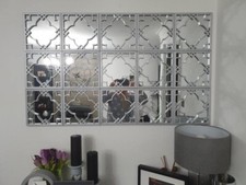 Set Of 3 Silver Moroccan Tile Mirrors Moroccan Wall Art Hanging Mirror Square