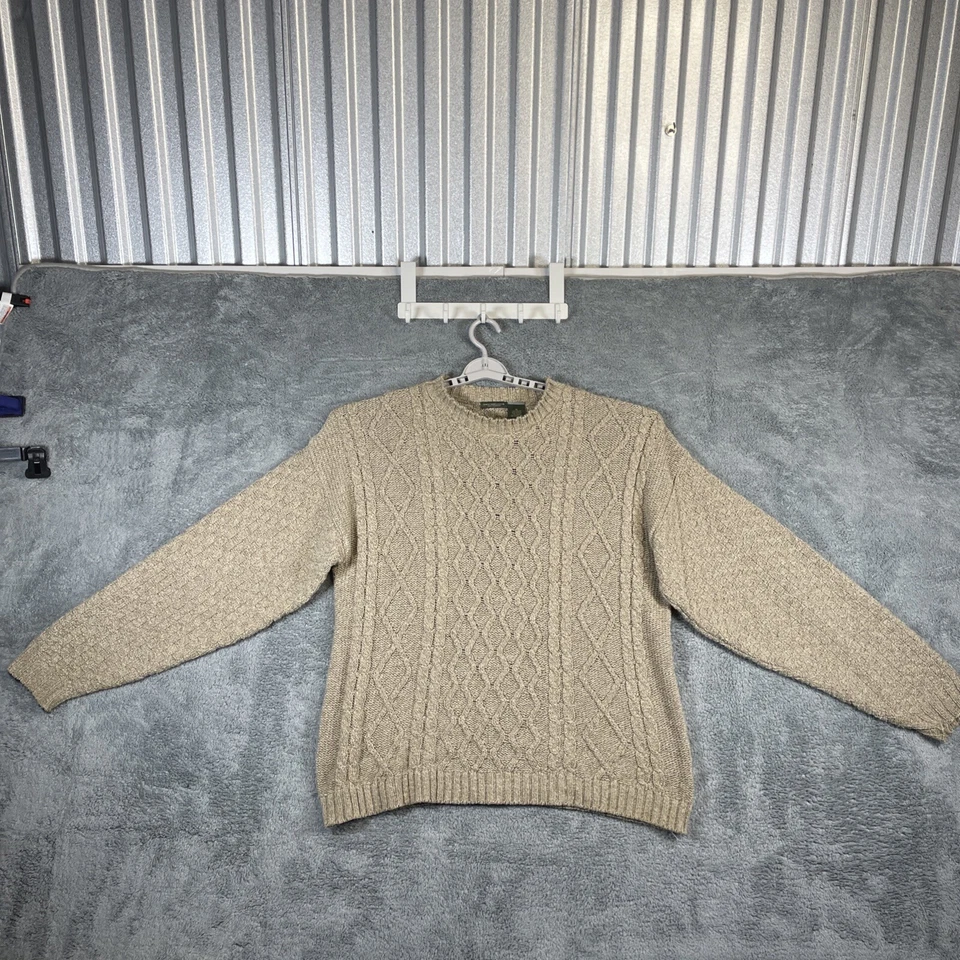Suéter De Colección Hombres XL Avena Grueso Tejido con Cable Hecho en EE. UU. Excelente Noroeste Años 90 Y2K Foto 3 de 4