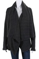 Garbe Luxe Womens Cotton Snapped Buttoned Collared Poncho Jacket Gray Size Xs