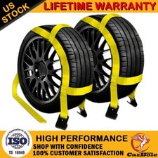 2 Pack Tire Basket Straps Wrecker Car Hauler Truck Tow Dolly Tire Wheel Tie Down