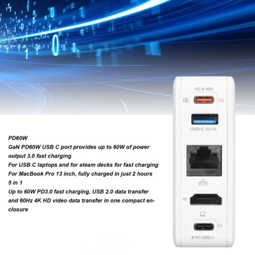 Für Switch Dock Ladegerät Adapter PD65W 5 Port USB C USB A HD Multimedia Int TOS - Afbeelding 1 van 23