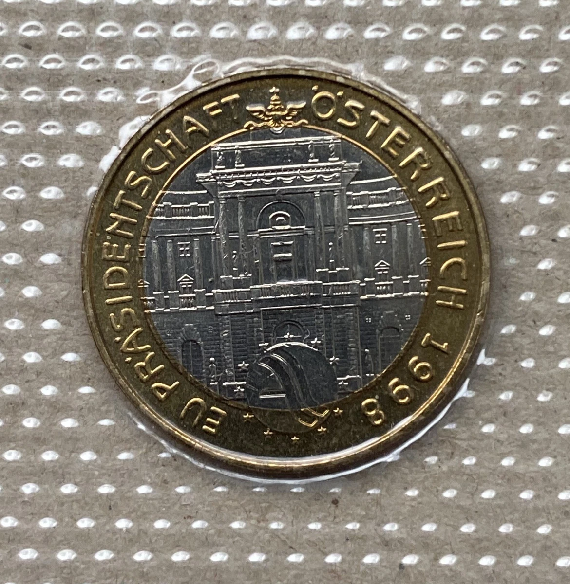 Sammlerstück 50 Schilling Gedenkmünze Österreich 1998,  EU-Präsidentschaft