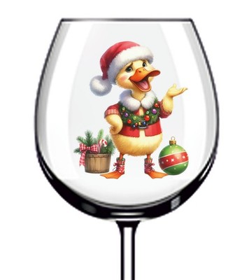 12x bunte Weihnachten lustige Ente Vinyl Aufkleber Abziehbild Becher Weinglas Auto