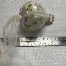 Vtg Pomander Sachet Takahashi San Francisco Porcelain Ball Flowers Japan Purple