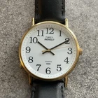 Vintage Timex Mens Easy Reader Watch 34mm Gold Tone Case Side Indiglo Button A20