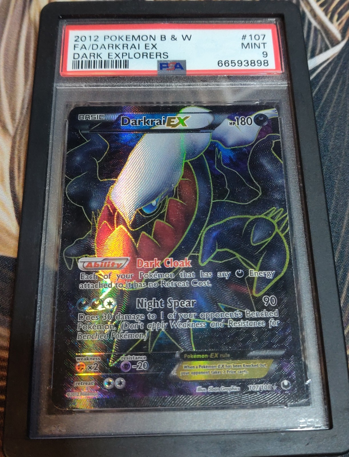 PSA 9 MINT Darkrai EX 107 Dark Explorers Full Art #107/108