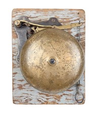 Vtg Antique 10" Brass Boxing Ring Bell Mechanical Trip Gong Fire Alarm 16x12