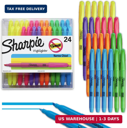 Sharpie Pocket Highlighters, Chisel Tip, Assorted Colors, 24 Count - Back to Sch