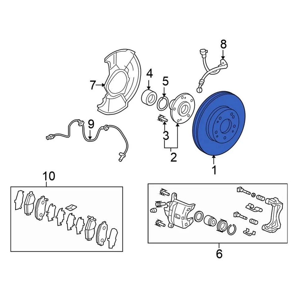 For Honda Civic 2006-2015 Honda 45251TA5A00 Front Disc Brake Rotor Foto 2 de 4
