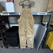 Vintage Carhartt Duck Bib Overalls Mens 40x36 Brown 6FBQZ Union Made 90s 80s USA