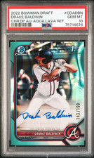 2022 BOWMAN CHROME DRAFT PICK 1st DRAKE BALDWIN /199 ON CARD RC AUTO PSA 10