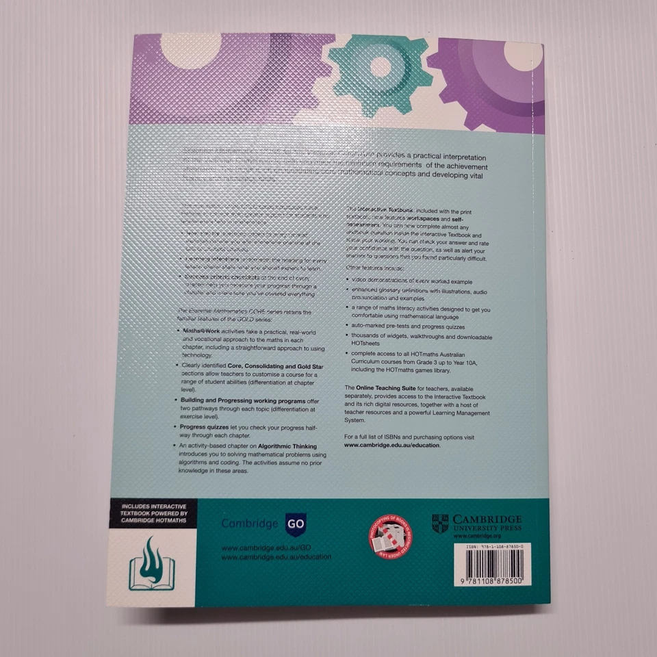 Essential Mathematics Core 8 Victorian Curriculum Cambridge Textbook Year 8 Math - Image 2 of 4