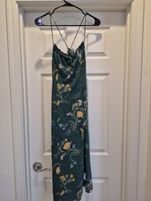 Urban Outfitters April Tie Back Midi Slip Dress In Green Floral Multi Print