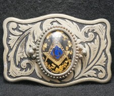 XG03151 AWESOME VINTAGE 1970s  MASONIC SYMBOL  ORGANIZATION MENS BELT BUCKLE