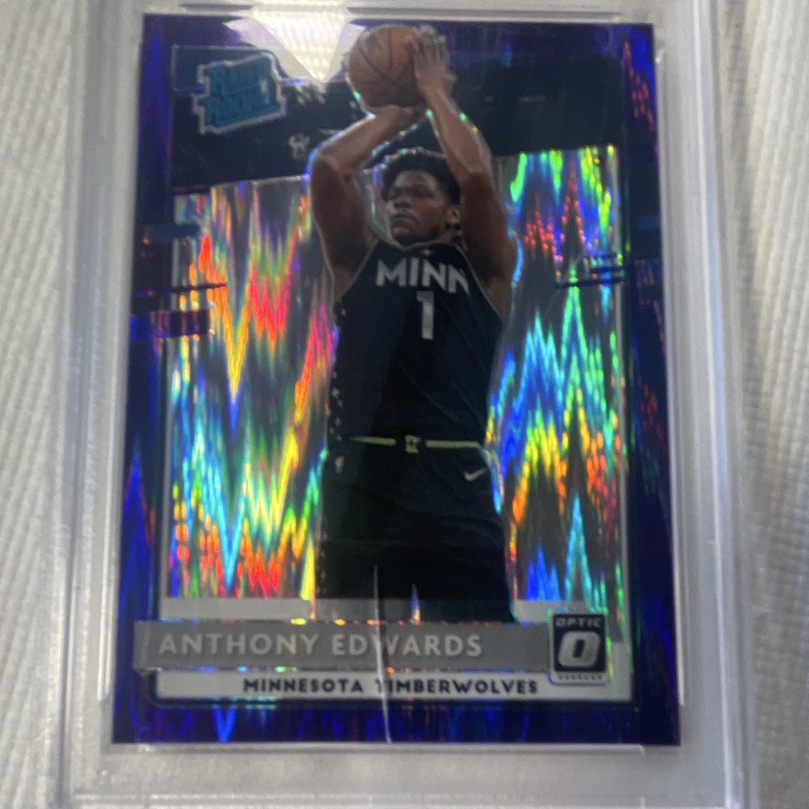 Panini Donruss Optic Rated Rookie Anthony Edwards #151 Purple Shock Prizm PSA 10 view 4