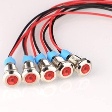 5pcs 8mm LED Metal Indicator Light AC/DC 12-24V Waterproof Signal Lamp Pilot ...
