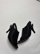 Donald J. Pliner Black Knit Slingback Mule Peepaboo Toes Kitten Heel Women 6.5M
