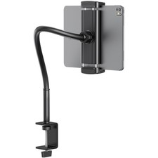 TeQable Tablet Stand for Desk, Gooseneck iPad Holder Clamp Mount, 360  Black