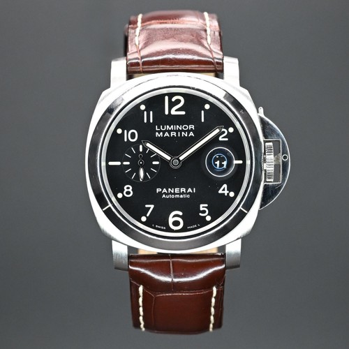 Panerai Luminor Marina PAM00164 44mm Black Dial Rubber & Leather Strap