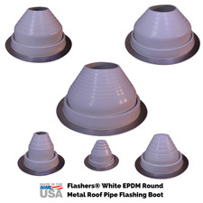 Flashers White EPDM Round Metal Roof Pipe Flashing Boot (Size#1-9) Made in USA
