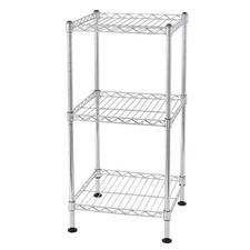 3 Tiers Adjustable Kitchen Storage Rack Chrome Steel Wire Shelving Tower Square