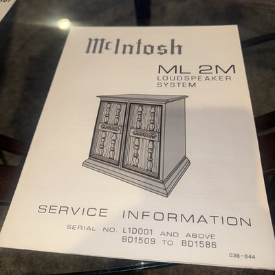 McIntosh ML2M Loudspeaker Service Manual/Schematic Original