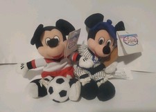 Disney Store lot of 2 MICKEY MOUSE Plush Beanies Baseball Soccer