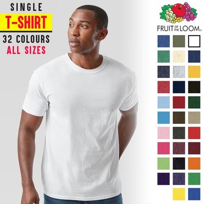 Herren Classic Fruit Of The Loom Uni Baumwolle T-Shirt alle Größen 32 Farben