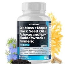 Sea Moss 3000Mg Maca 2000Mg Black Seed Oil 2000Mg Ashwagandha 1000Mg
