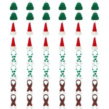 48 PCS Mini Knit Santa Hats, Scarves, Green, DIY Craft, Tree Ornaments, Doll