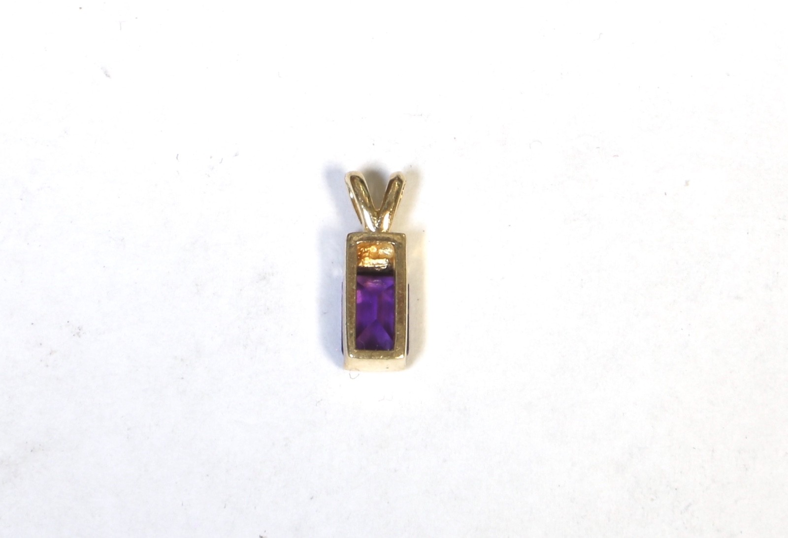 14K Solid Yellow Gold Small Amethyst Pendant 15x … - image 6