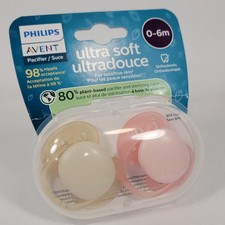 NEW Philips Avent Ultra Soft Pacifier 0-6m Sand Pink BPA-Free Sensitive Skin 2pk