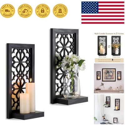 Gothic Black Candle Sconces Wall Decor - Vintage MDF Shelves for Home Elegance
