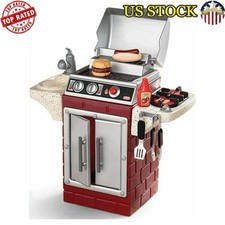 Kids BBQ Grill Playset Toy Cooking Accessories Pretend Play Indoor Outdoor Fun