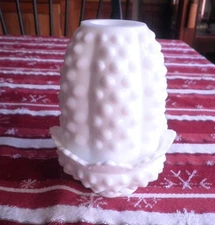 Vintage  Fenton Hobnail Milk Glass  Fairy Lamp