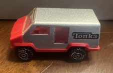 Tonka Silver & Red Van Pressed Steel Car Vintage Made in USA