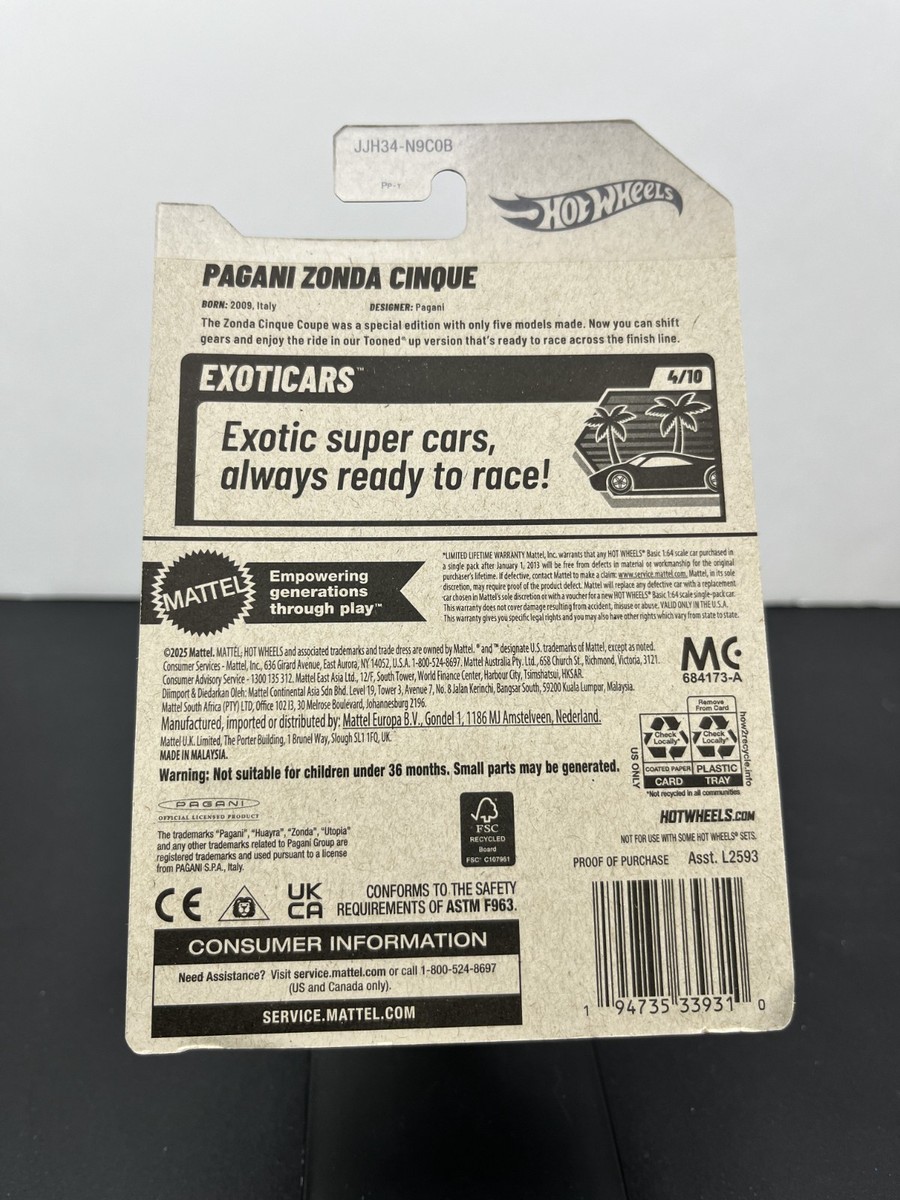 Hot Wheels 2026 Mainline Exoticars Pagani Zonda Cinque White #26