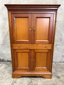 Vintage Grange French Cherry Armoire Cabinet w/ Drawer & Double Doors