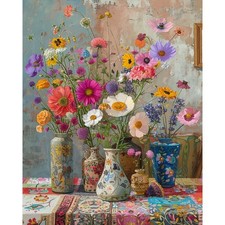 Paint by Numbers Kit for Adults Colorful Vases DIY Canvas Oil Painting Art Set