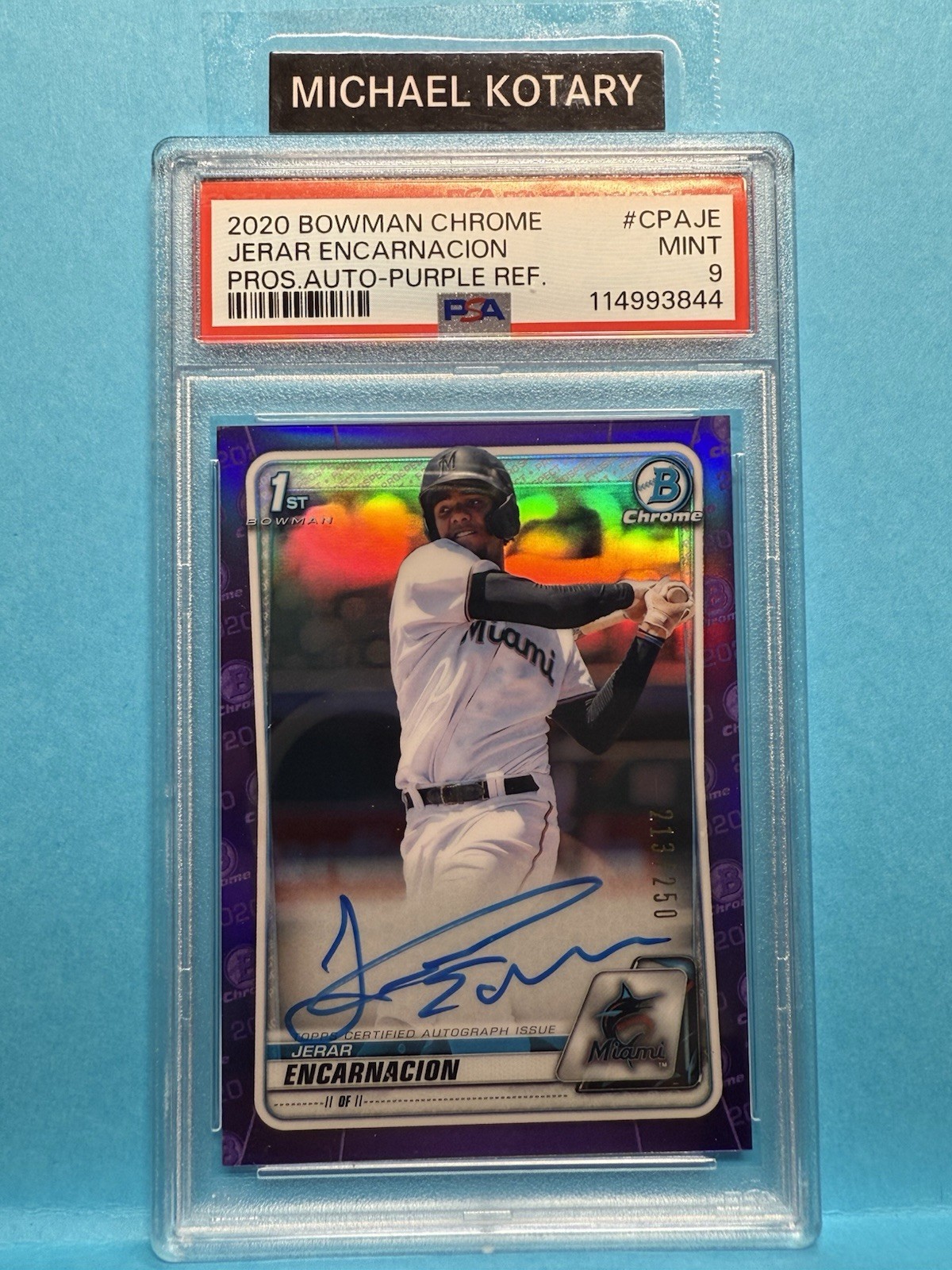 JERAR ENCARNACION 2020 BOWMAN CHROME PURPLE AUTO PSA 9 213/250 Giants 1st Cpaje