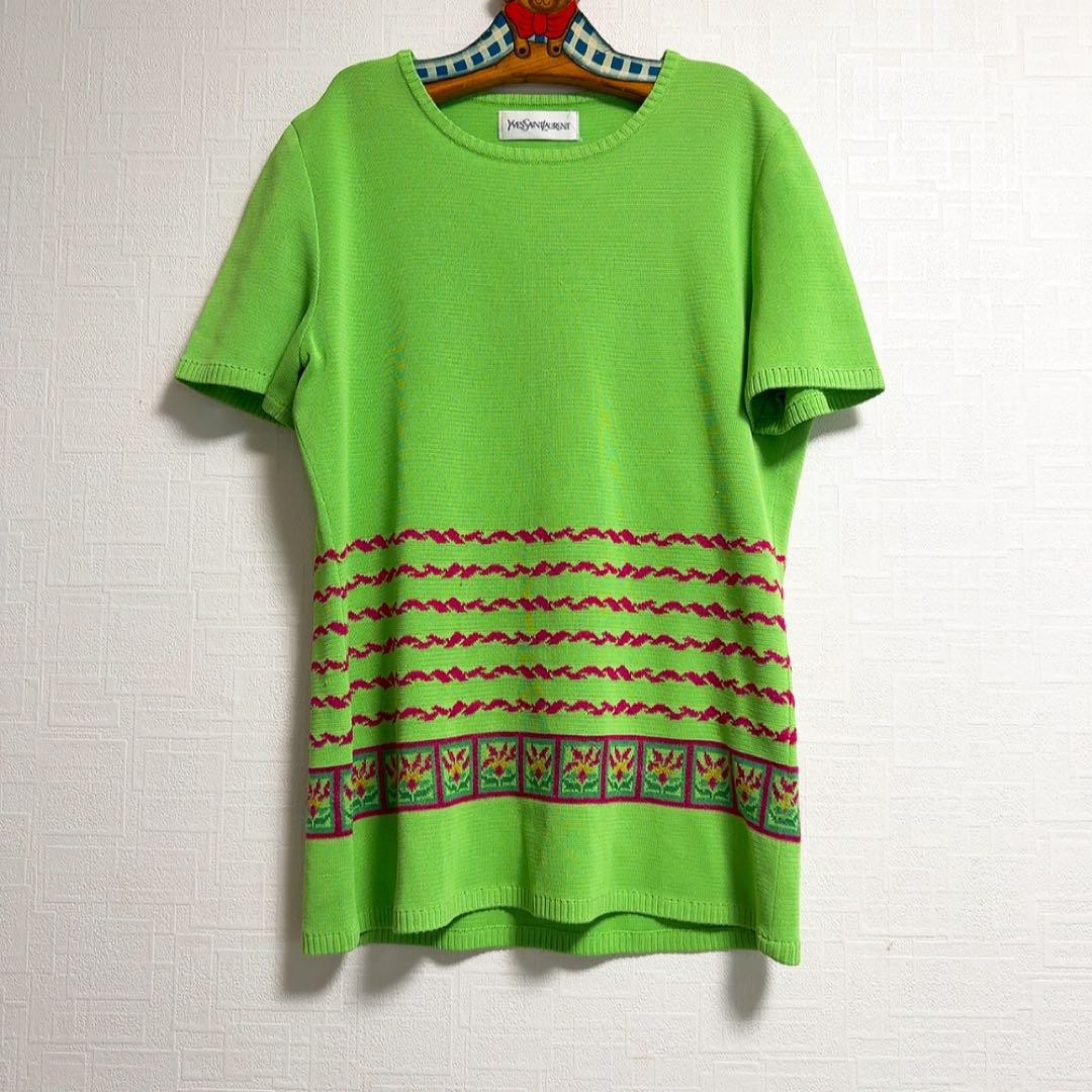 Autentica maglia estiva Saint Laurent manica corta colore verde taglia M donna